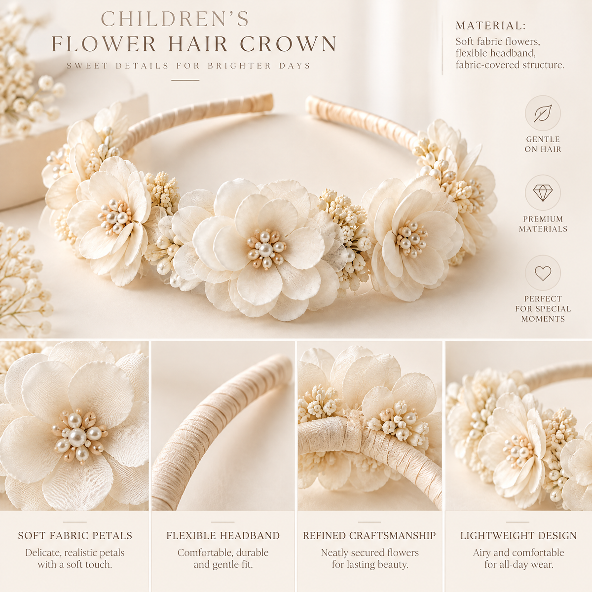 Orenvarden™ Ivory Blossom Pearl Headband