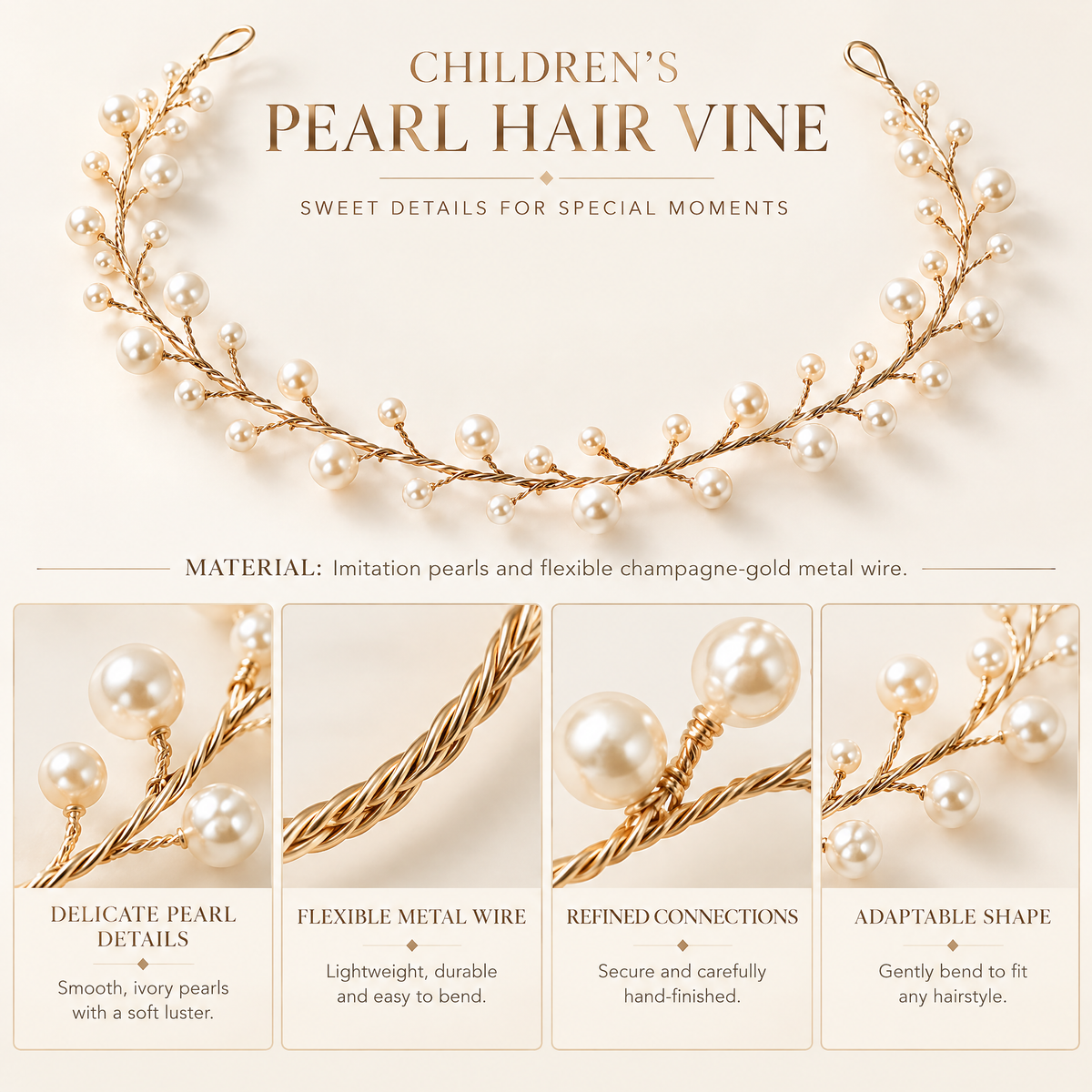 Orenvarden™ Golden Pearl Hair Vine