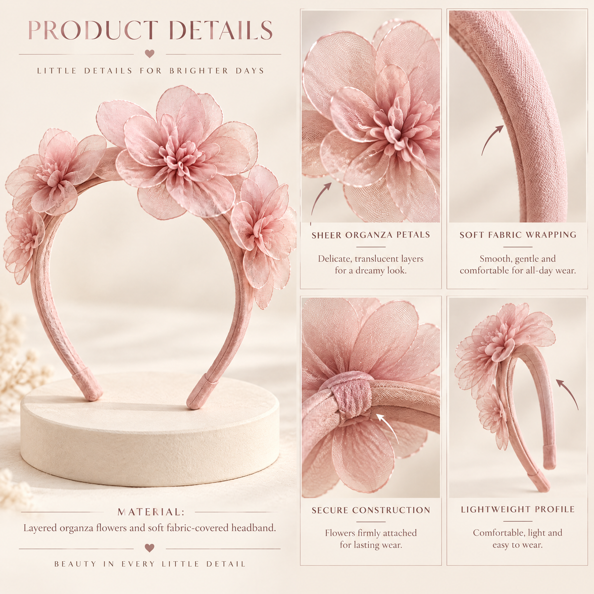 Orenvarden™ Blush Garden Floral Headband