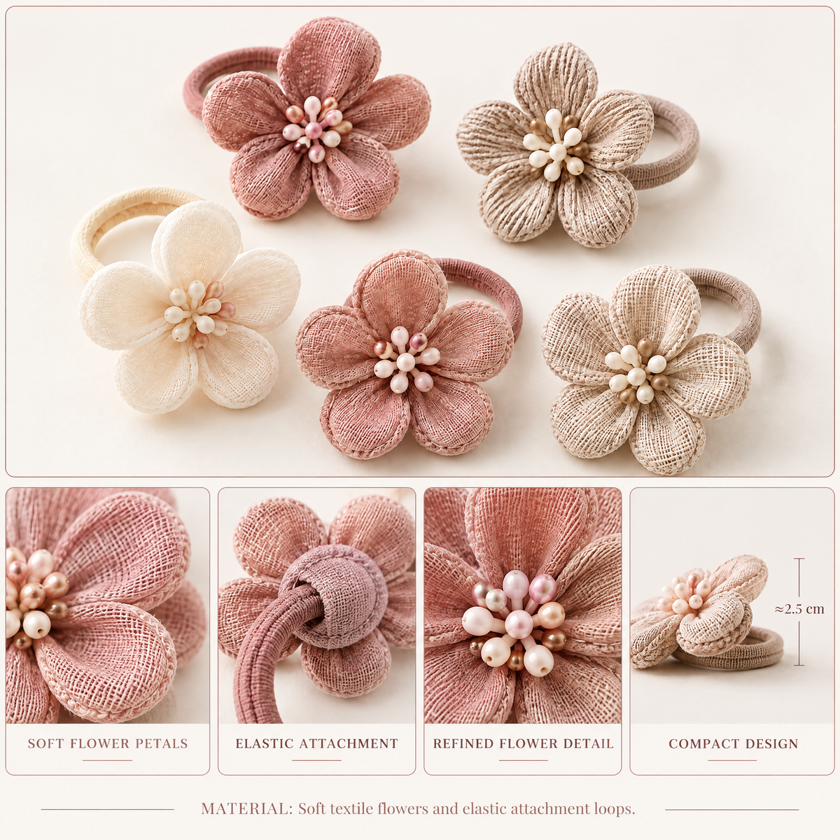 Orenvarden™ Textured Blossom Hair Tie Set